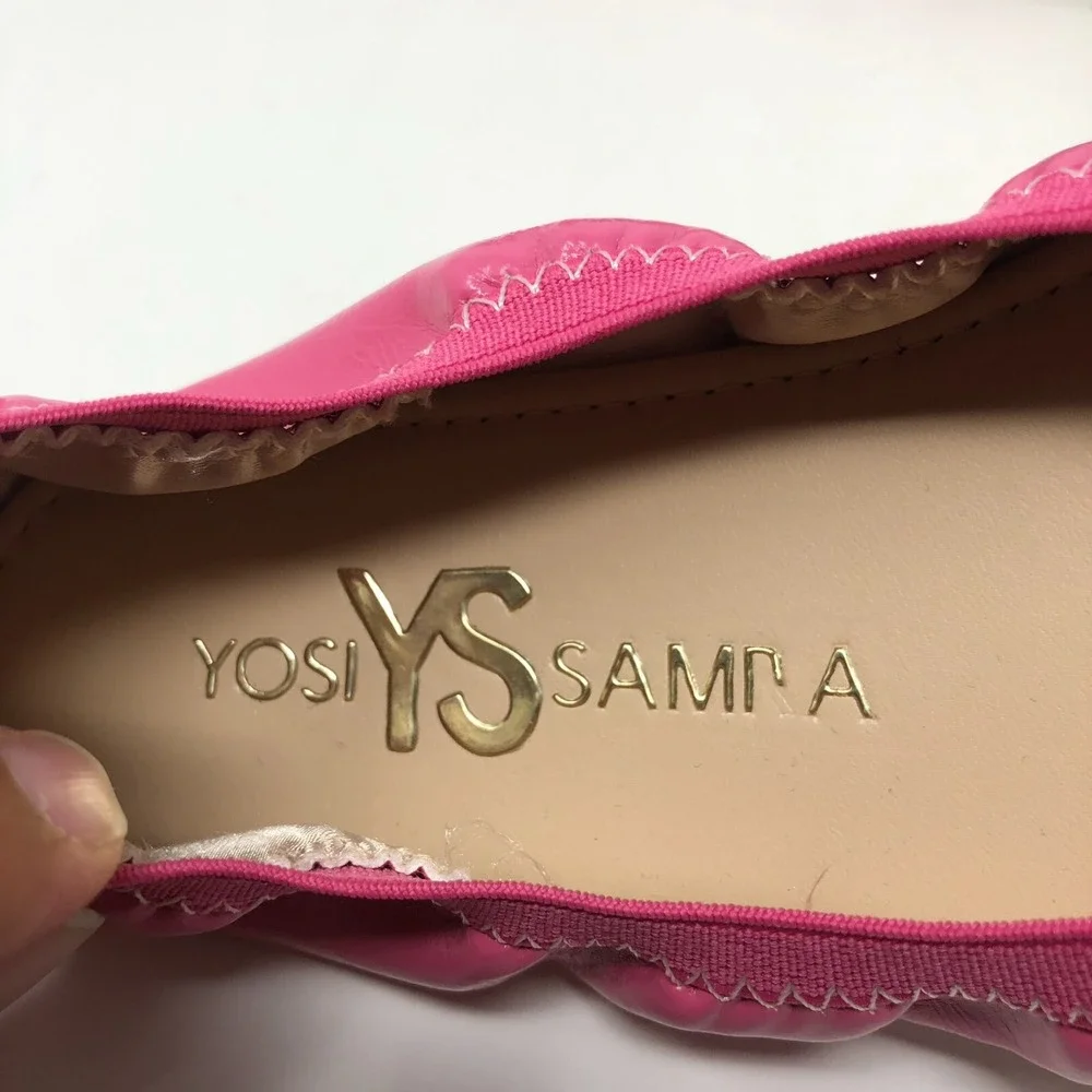 Yosi Samra Ballet Flat Shoes Girls 4 Pink Faux Patent Leather Stretch Comfort
